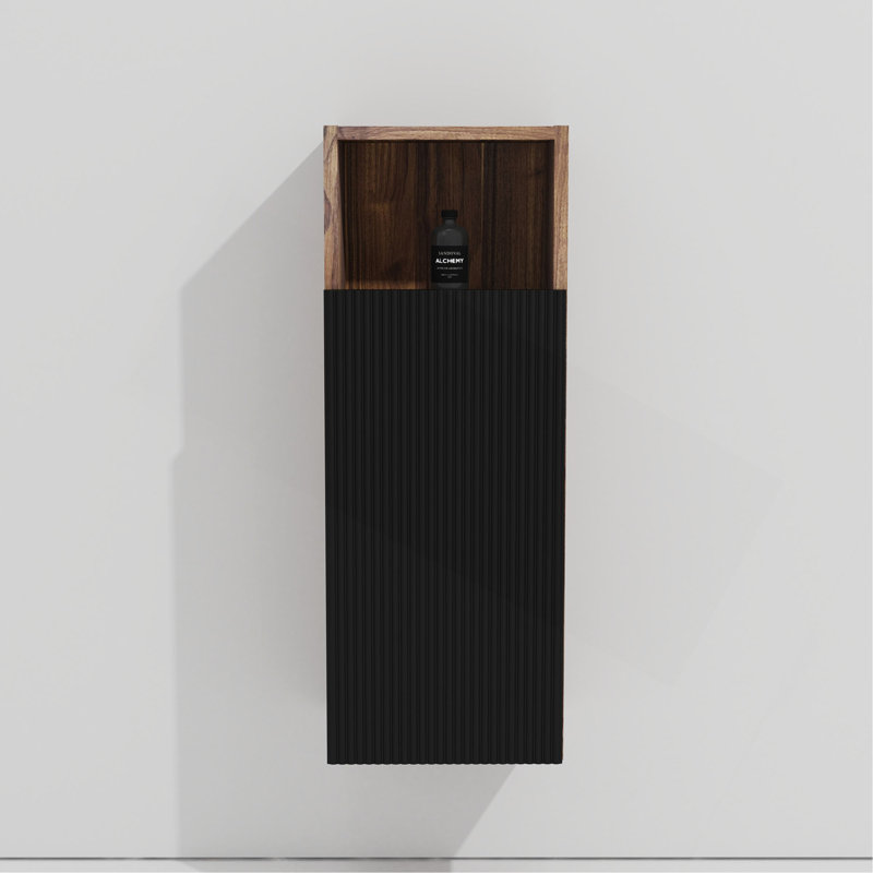 Armoire de salle de bain flottante latérale, armoire de rangement murale pour petit espace, KD, Noir / noyer foncé