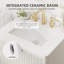 Meuble-lavabo moderne en bois massif cannelé 2-en-1 Alburtis 24 po, mural ou autoportant, avec lavabo encastré-877659999