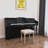 Upholstered Vanity Stool With Tufted Fabric And Rustic Wood Legs, Versatile Makeup Bench For Home
