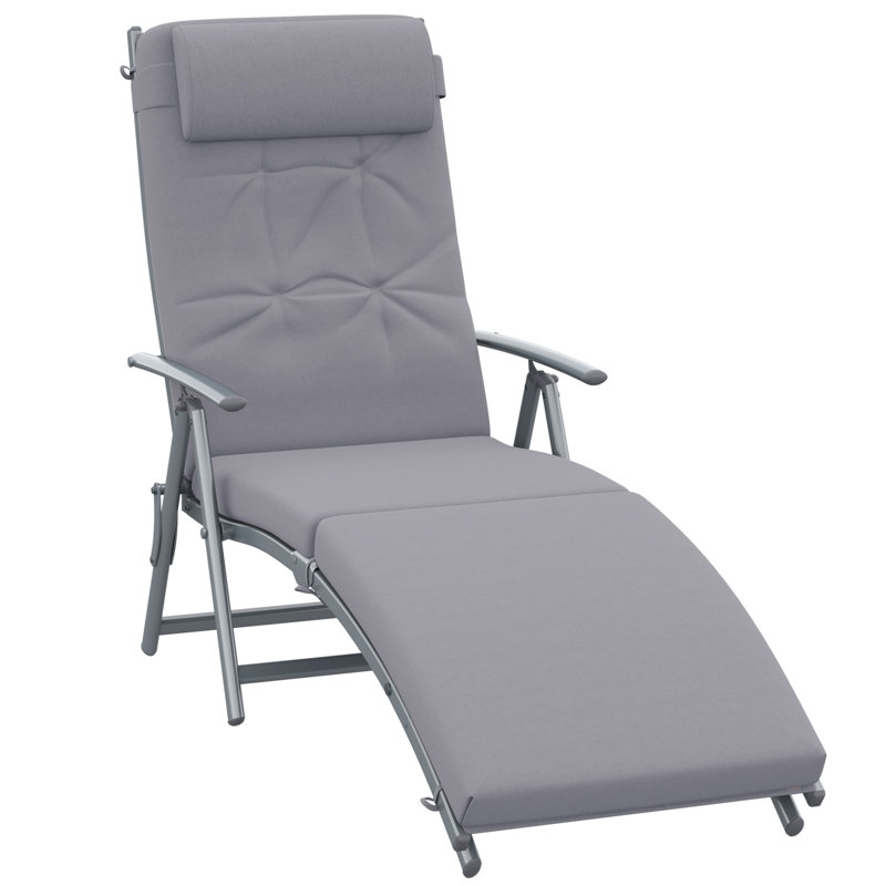 Aile 137 cm Long Single Chaise with Cushions, Grey