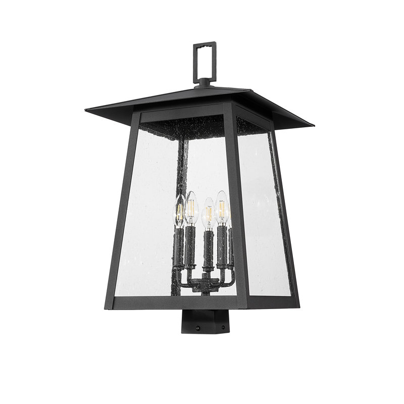 Solis 5 Light Outdoor Post Mount Fixture in Black, 26" H x 15.5" W x 15.5" D