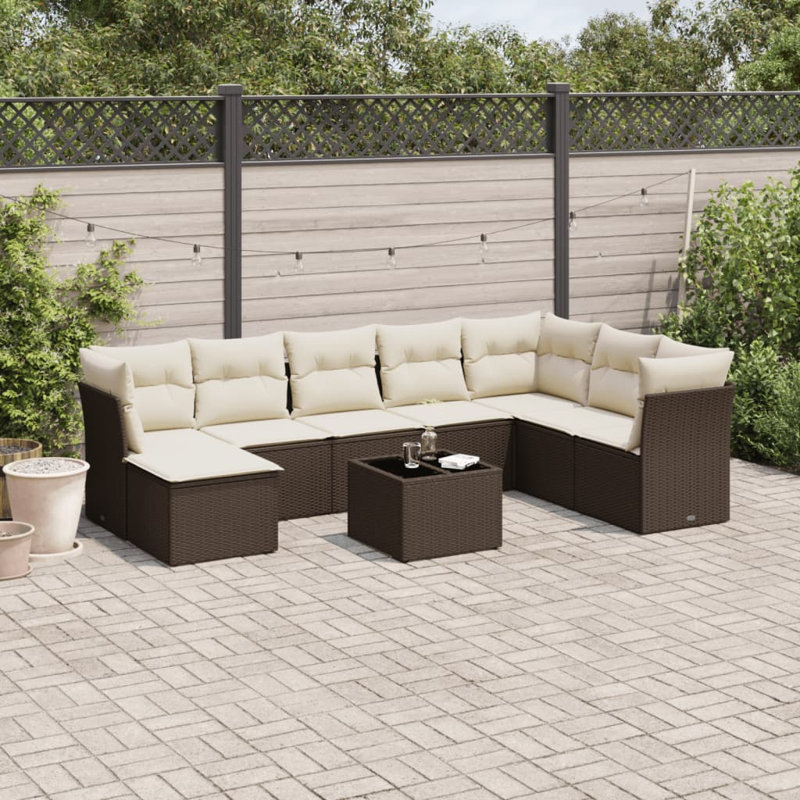 Ensemble de canapé de jardin Vidaxl brun et blanc crème