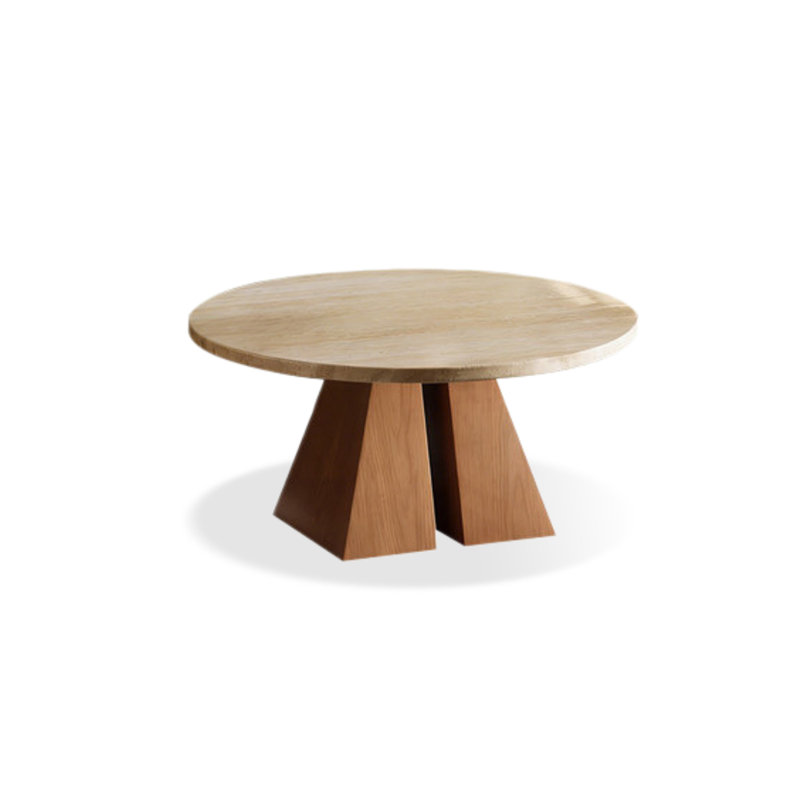 Image de couleur pierre et table basse ronde unie, 13.78" H x 31.5" L x 31.5" W