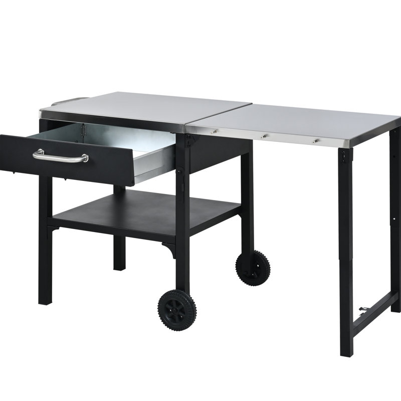 Chariot extérieur pliable avec roues et intempéries - Caractéristiques pour les barbecues de jardin