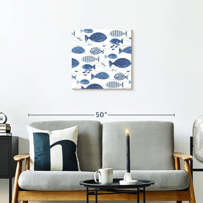 Ashelle Abstract Blue Fish, 20" H x 20" W