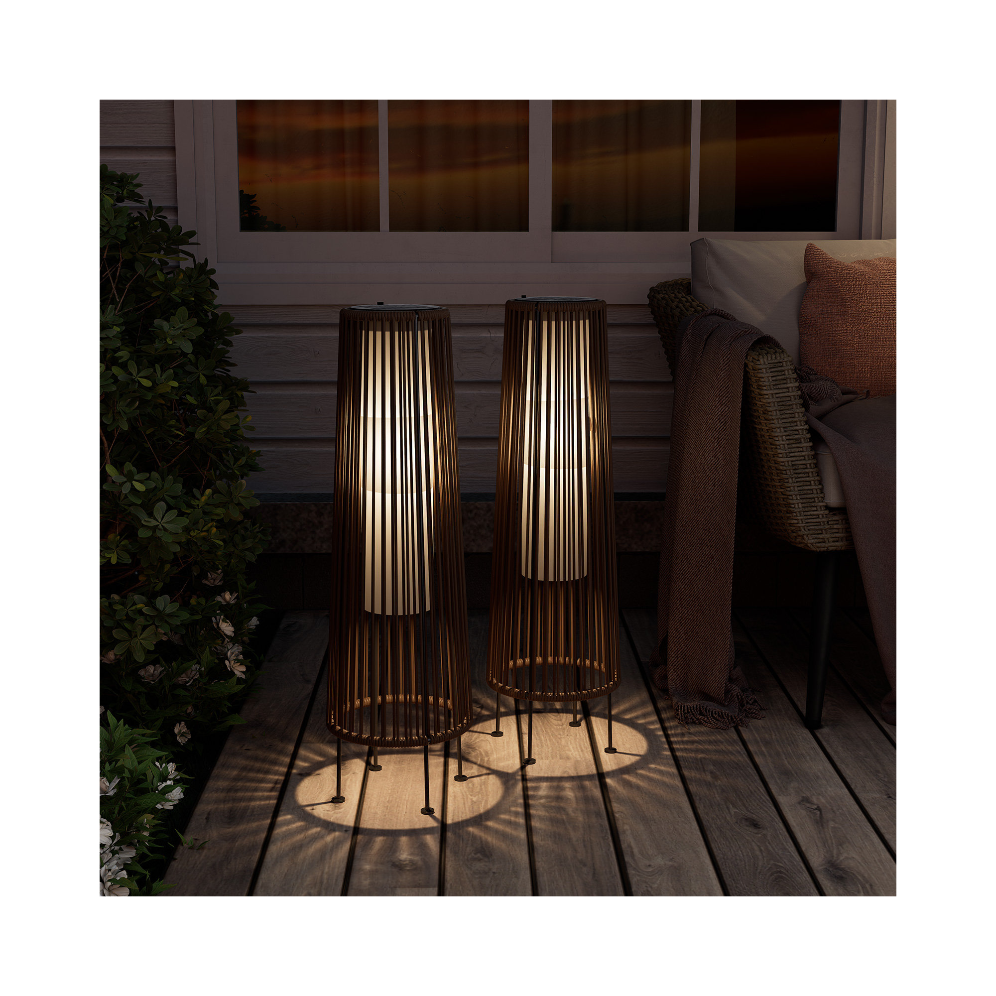 GORDES Floor Solar Light, Dark Brown