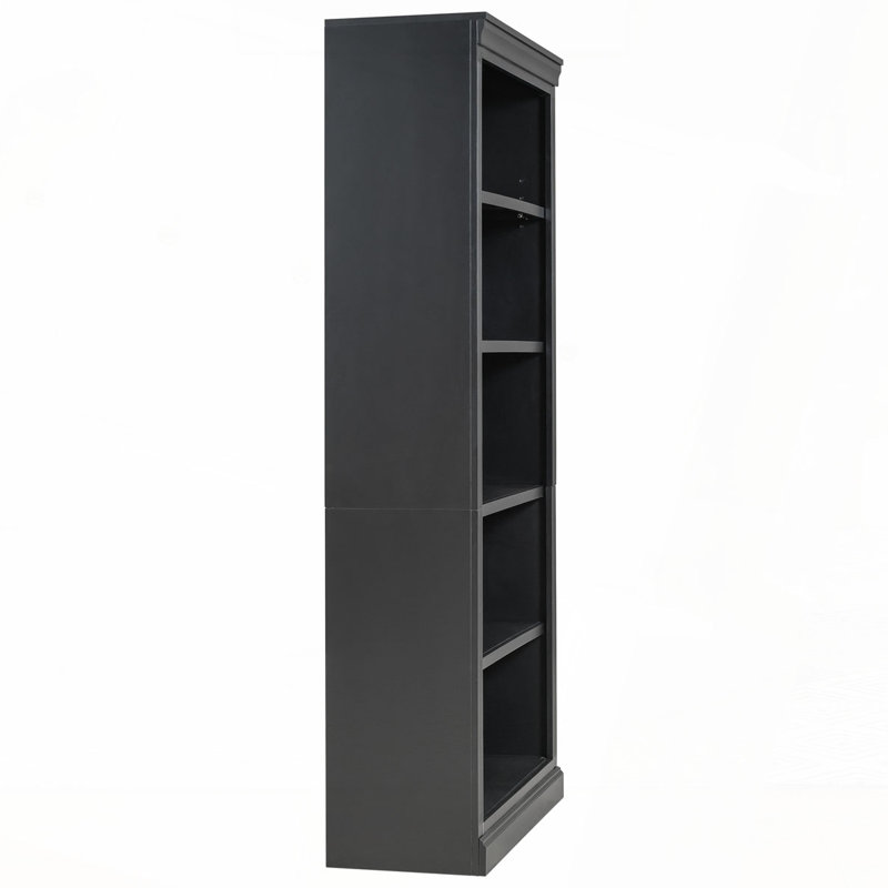 Bibliothèque de 83,4 po de hauteur avec bande lumineuse, bibliothèque décorative à 5 niveaux avec tablettes réglables, Noir
