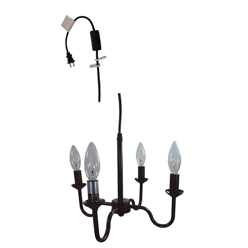 Lustre classique / traditionnel à 4 lumières de style bougie Nara, Bronze