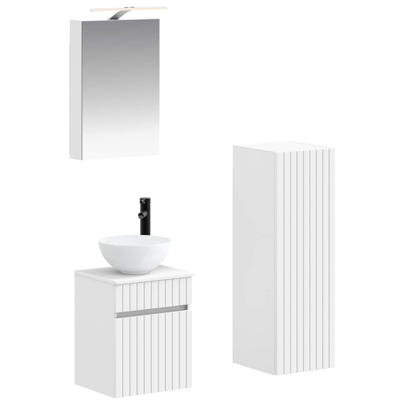 Vanity & Mirror Set, White