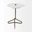  Table de bout moderne en marbre doré et blanc 23 po