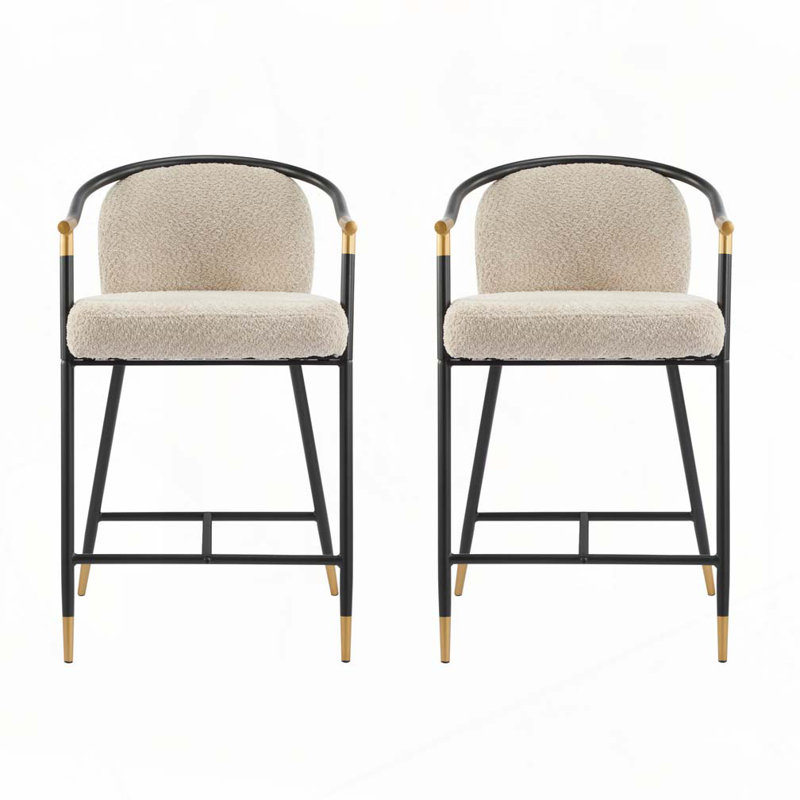 Tabouret de comptoir rembourré en tissu 26 po Rochin, Boucle d'amande