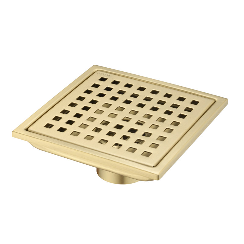 6 Inch Square Shower Floor Drain, 304 Stainless Steel Grid Drain Cover With Removable Grate