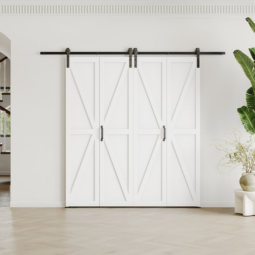 Modern K-Shape Manufacture Wood Bifold Barn Door With Hardware Included DOOOLI 