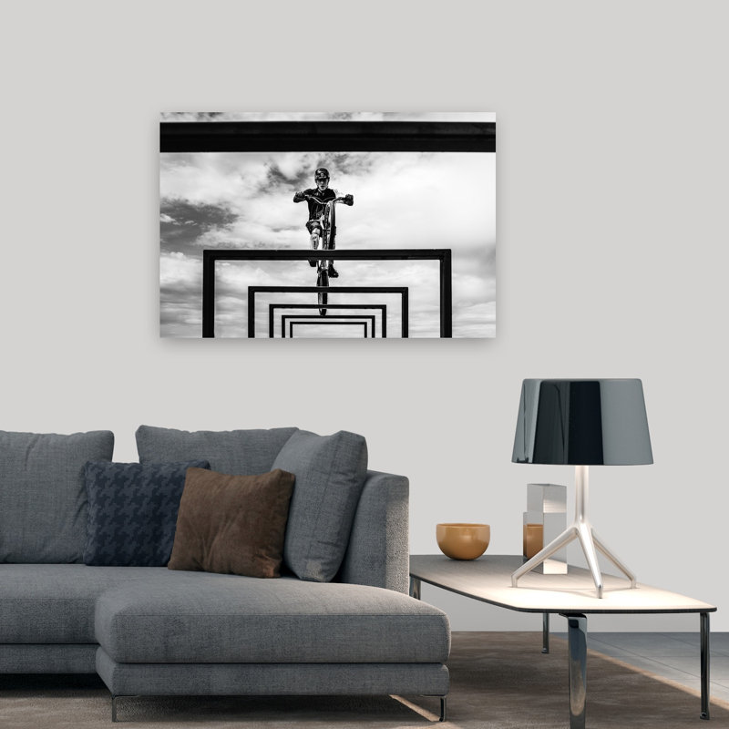 «Vélo Procès», défi, paysage contemporain abstrait, impression d'art mural, 32" H x 48" W