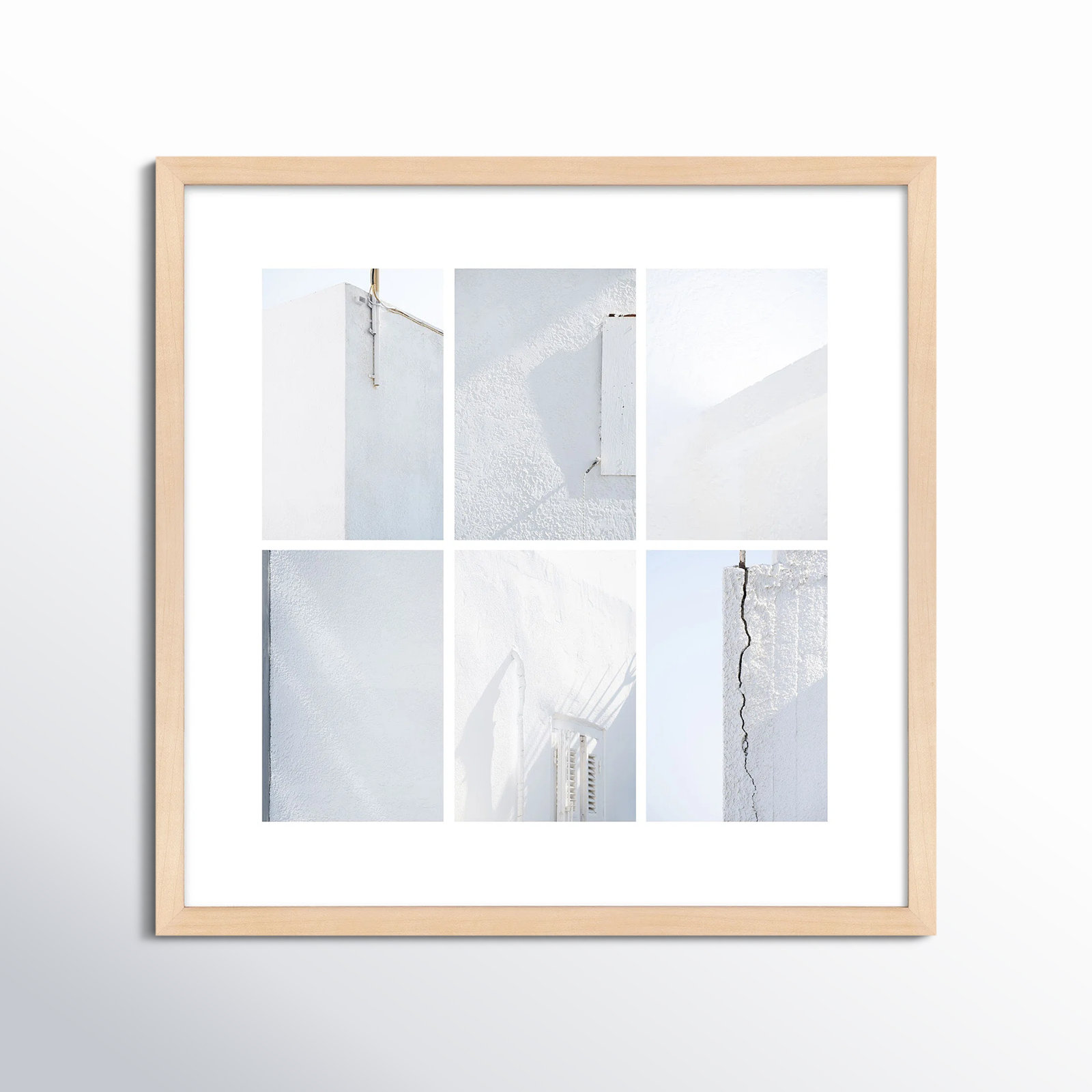 Lowell "White Fragments from Greece 1" Print, Maple, 24" H x 24" W x 1.25" D