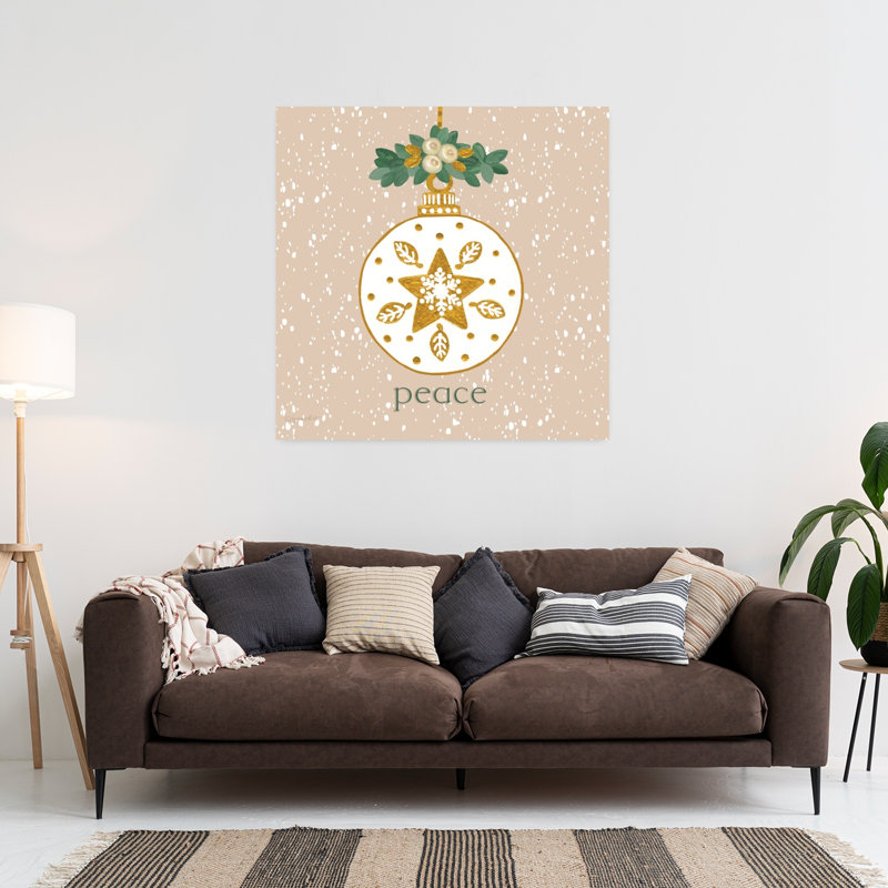 Ornement contemporain de paix enneigé avec art des fêtes de Noël, H 36 po x l 36 po
