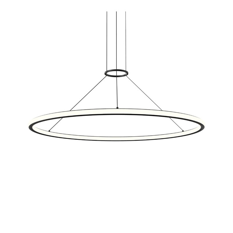 Luna 2 - Light LED Unique/Statement Pendant, 2700K, Satin Black, 1.5" H x 37.5" W x 37.5" D