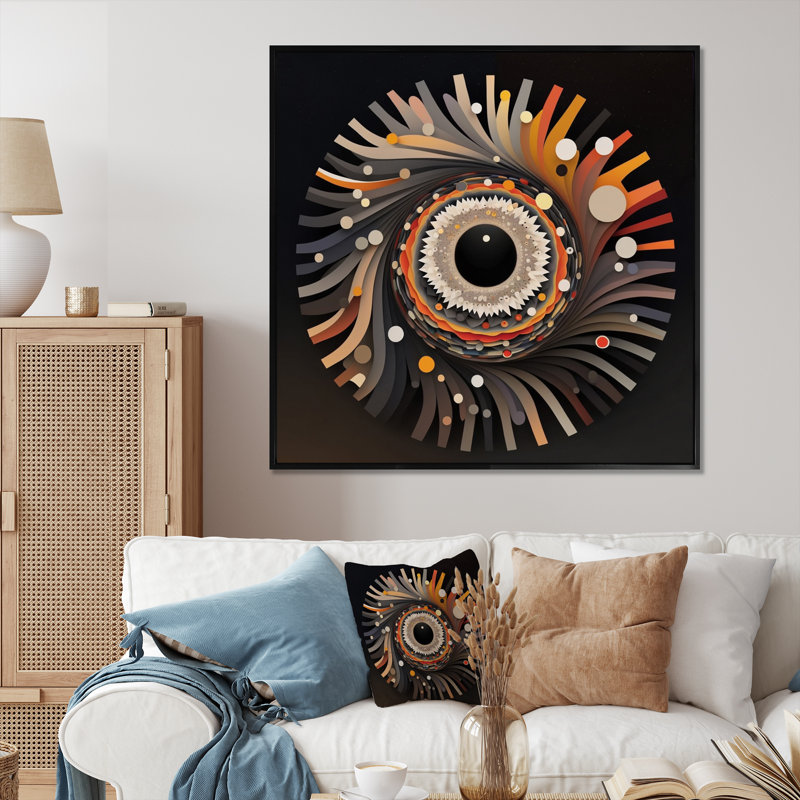 Œil de la Conscience rétro sur toile, Cadre flottant noir, H 30 po x l 30 po x P 1 po