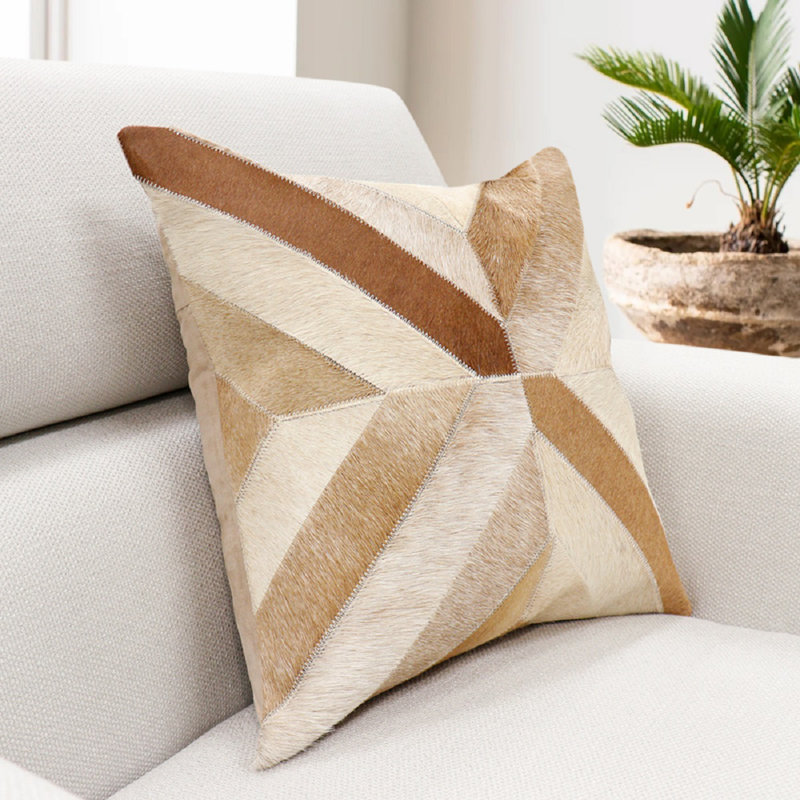 Housse et insert de coussin décoratif en peau de vache Safari