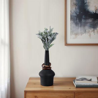 Vase Khasim avec perles de bois, noir