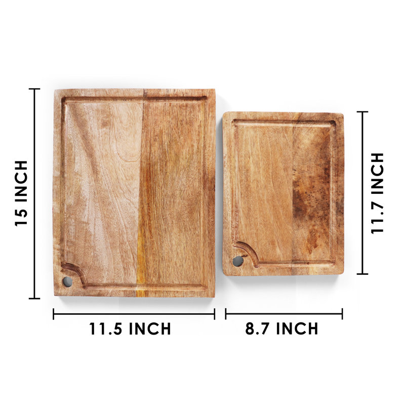 Mango Solid Wood Cutting Board Set