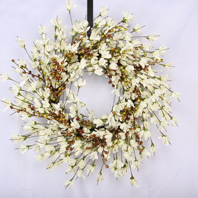 26" Fall Forsythia Berry Floral Wreath for Front Door