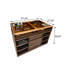 Comptoir rectangulaire en verre trempé transparent de 47,24 po, corps d'armoire en bois de noyer brun, armoire à bijoux-130138529