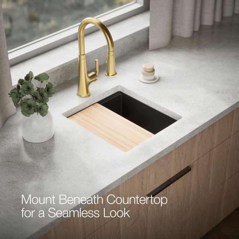 Billings Undermount Bar Sink With Accessories, Matte Black