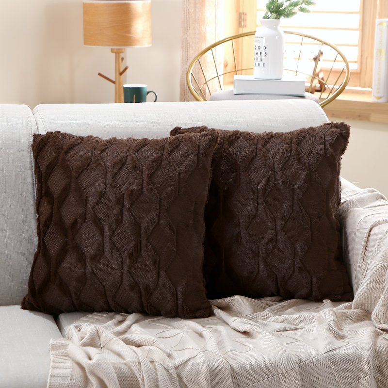 (Covers With Inserts) Set of 2 Double Sided Polyester Square Pillows