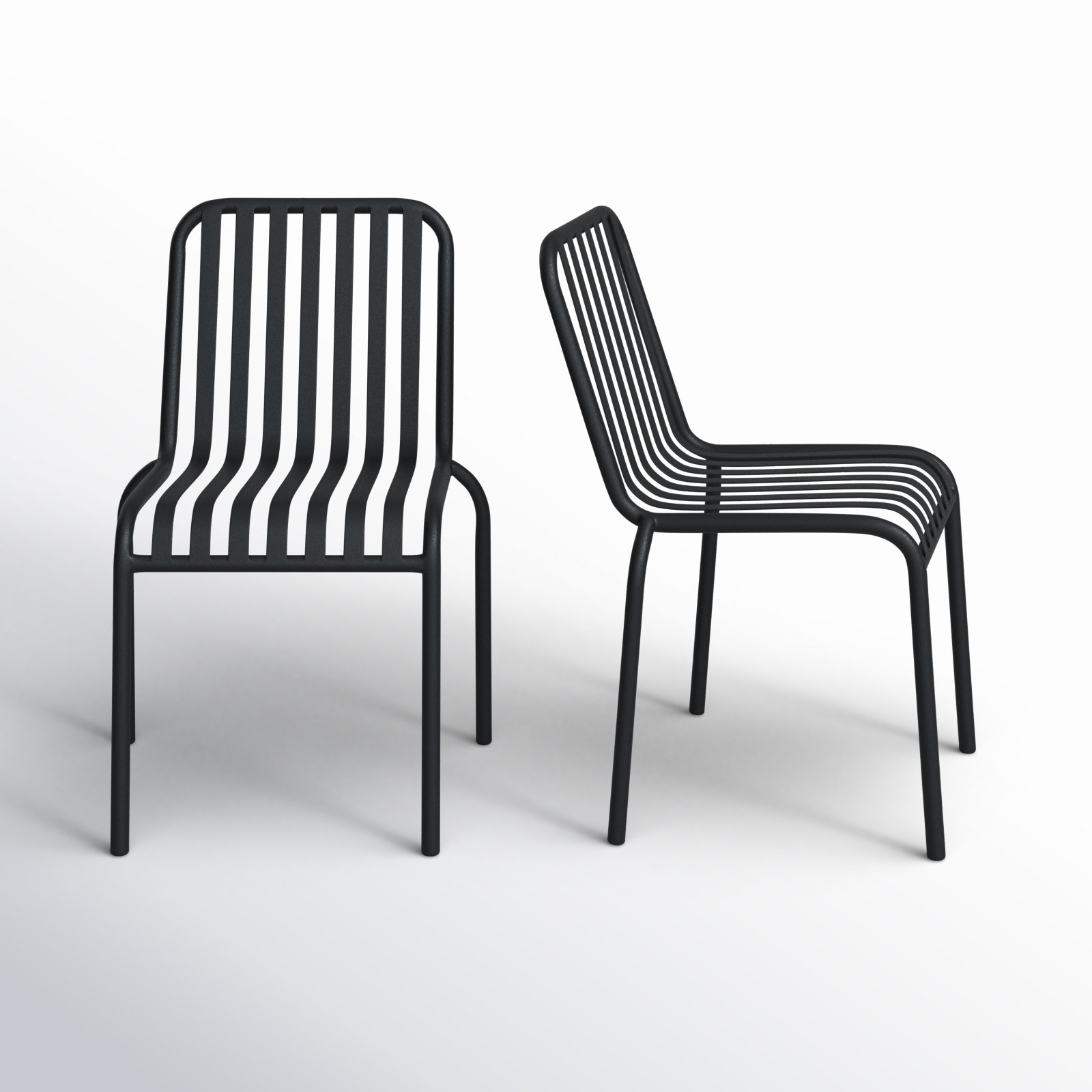 Abra Stackable Outdoor Dining Side Chair, Black