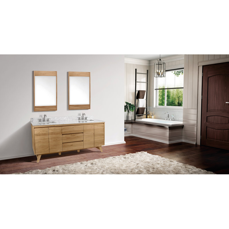 Saeko 72'' Double Bathroom Vanity Base Only, Natural Teak
