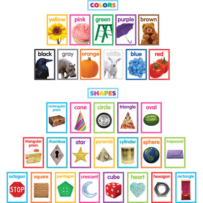 Colorful Photo Shapes and Colors Cards Bulletin Board Set