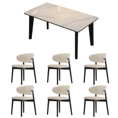 Modern Simple Durable Rock Slab Dining Table Set