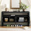 Buffet U-Style en placage de bois massif de 60 po avec portes à fermeture en douceur, rangement double, idéal pour organiser les articles essentiels dans différentes pièces U-Style, console de 60 po, minimaliste moderne, double, articles pour la maison-1025377474