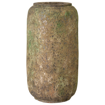 Pot rond en céramique verte de 18 po (L 18 po x l 18 po x H 37 po) avec trou de drainage