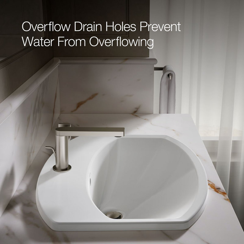 Cimarron® Vitreous China Rectangular Drop-In Bathroom Sink with Overflow, White, Single Hole