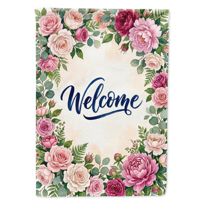 Cadre floral avec drapeau «Welcome House»