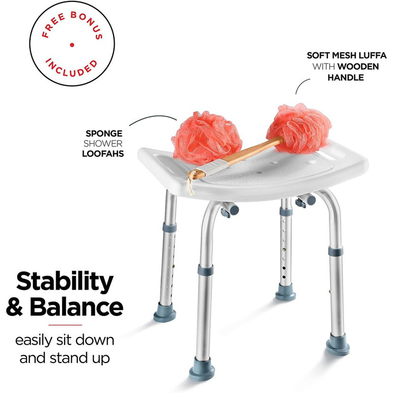 Shower Chair - With Back Scrubber & Additional Spon...