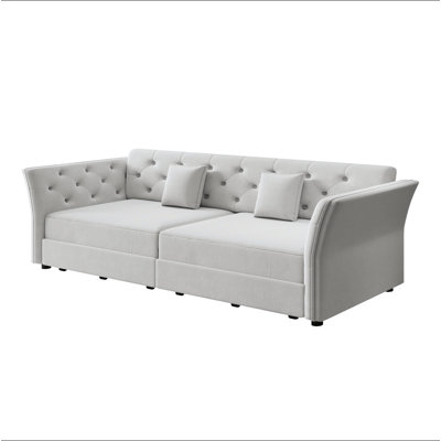 Grand canapé-lit coulissant de 74,4 po, canapé-lit convertible avec motif capitonné en tissu fait à la main, causeuse en velours multifonctionnel pour salon, chambre à coucher, appartement