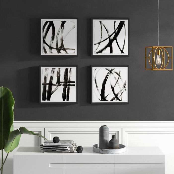 House of Hampton® Linear Expression Quadriptych Framed On Paper 4 ...