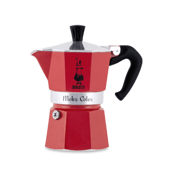 Red and green Italian coffee maker Bialetti 3 cups