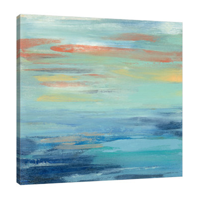 « coucher de soleil beach i », reproduction de peinture à l’acrylique sur toile tendue
