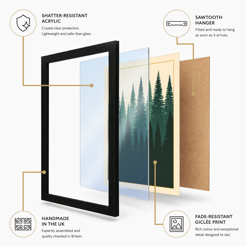 Quiet Forest Horizon Minimalist - Framed Print, Walnut, A1 - 84.1 x 59.4 cm