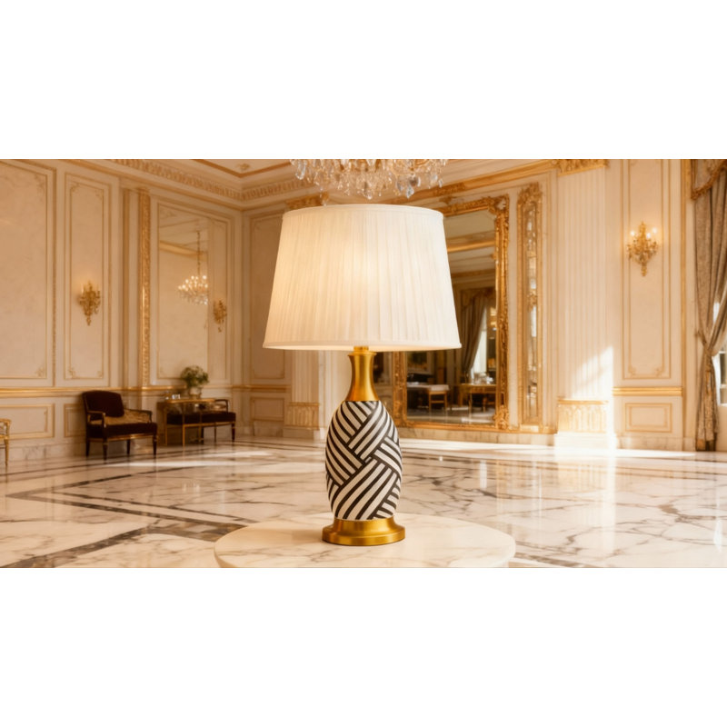 Aurelia Deco: Geometric Ceramic Table Lamp