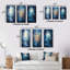 «Blue White Tree Moonlit Silhouette», 3 pièces sur toile-340826431-340826424