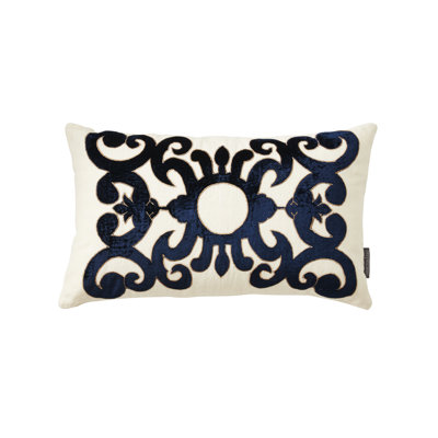 Appliqued Feather Linen Throw Pillow