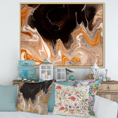 " Brown And Black Marble Waves " Painting Print
