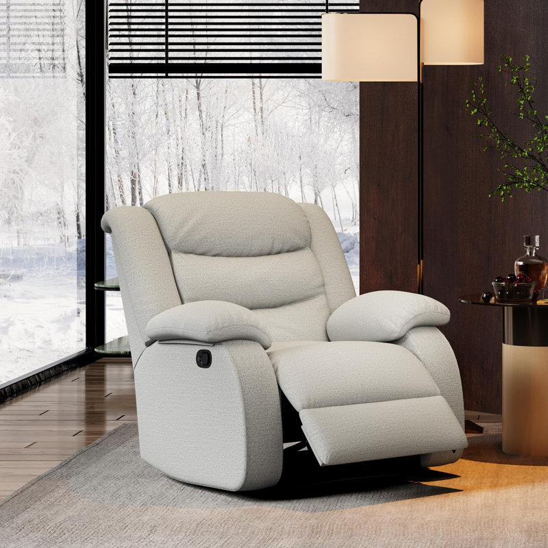 37'' Wide Manual Recliner Chair, Modern Fabric Reclining Sofa Chair With Armrest And Back, Roseto Grey Faux Leather