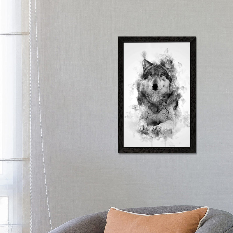 Wolf 1 Piece Wall Art on Canvas, 66.04 cm H x 45.72 cm W, Black Framed