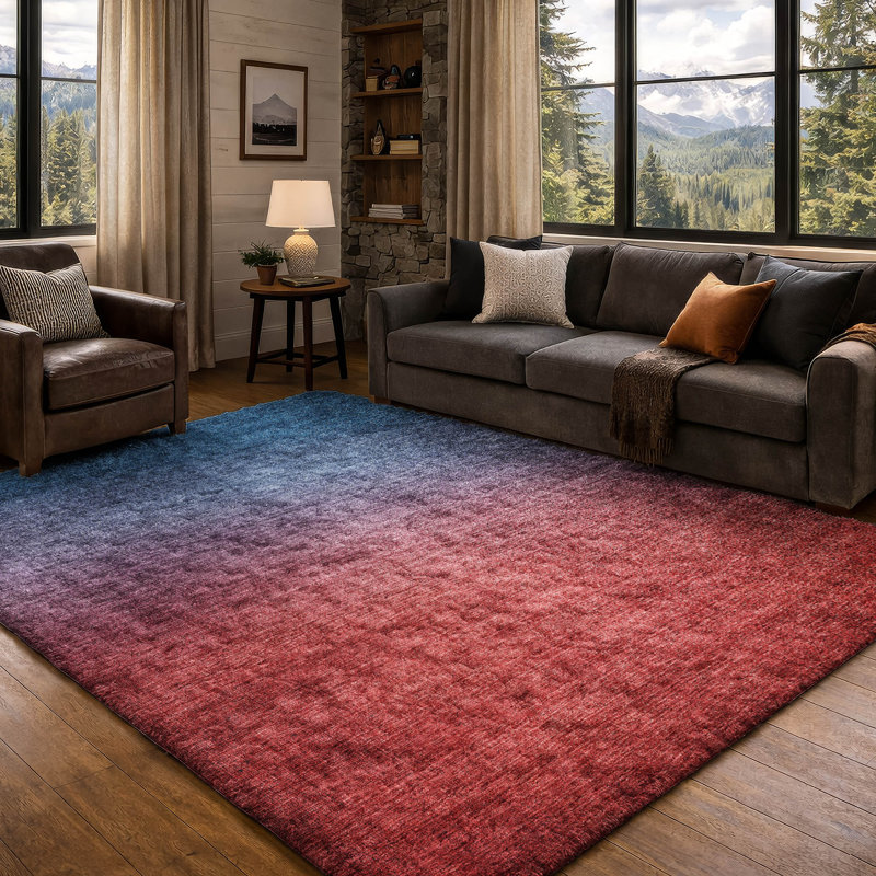 Tapis dégradé de qualité supérieure lavable à la machine ADS587, Navy, 5' x 7'6"